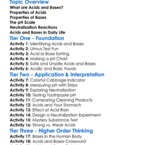 Acids And Bases Worksheet Activity Booklet