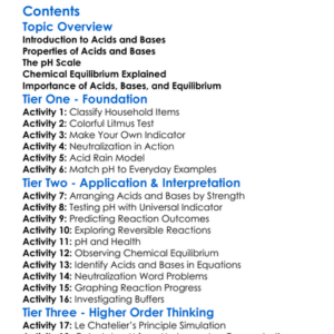 Acids Bases And Chemical Equilibrium Worksheet Activity Booklet