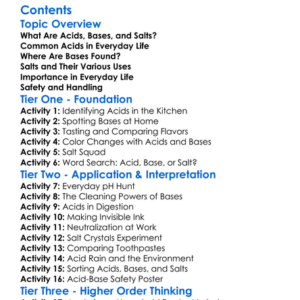 Acids Bases And Salts In Everyday Life Worksheet Activity Booklet