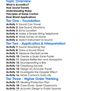 Acoustics And Noise Control Worksheet Activity Booklet