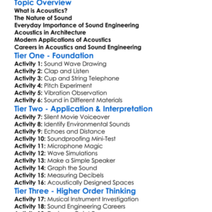 Acoustics And Sound Engineering Worksheet Activity Booklet