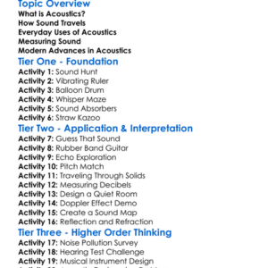 Acoustics Worksheet Activity Booklet