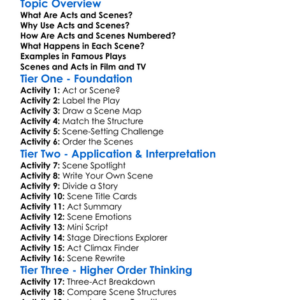 Act And Scene Structure Worksheet Activity Booklet