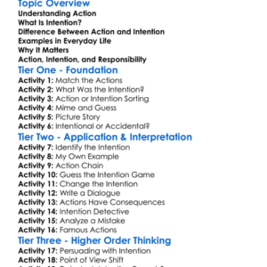 Action And Intention Worksheet Activity Booklet