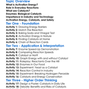 Activation Energy And Catalysts Worksheet Activity Booklet