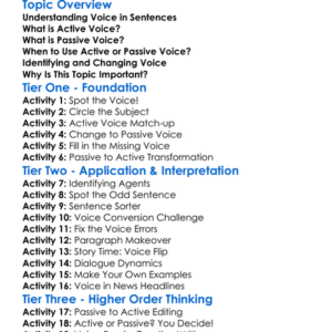 Active And Passive Voice Worksheet Activity Booklet