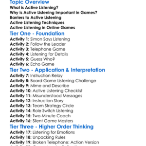 Active Listening In Games Worksheet Activity Booklet