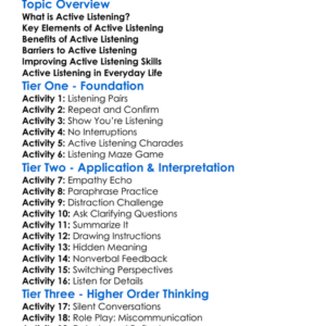 Active Listening Skills Worksheet Activity Booklet