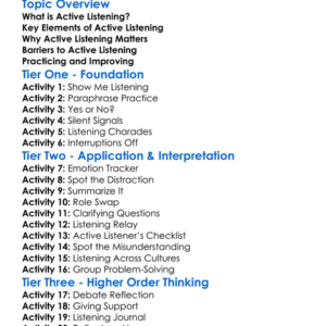 Active Listening Worksheet Activity Booklet