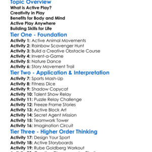 Active Play And Creativity Worksheet Activity Booklet