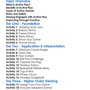 Active Play And Games Worksheet Activity Booklet