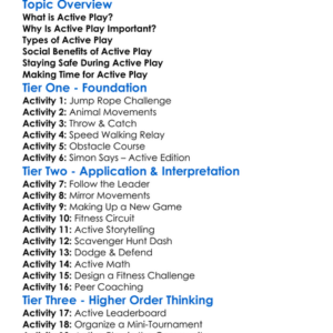 Active Play Worksheet Activity Booklet