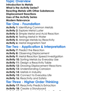 Activity Series Of Metals Worksheet Activity Booklet