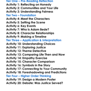 Adam Bede George Eliot Worksheet Activity Booklet