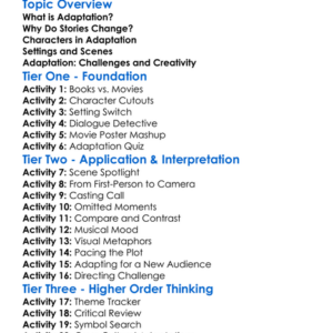 Adaptation From Literature To Film Worksheet Activity Booklet