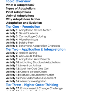 Adaptation In Plants And Animals Worksheet Activity Booklet
