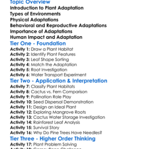 Adaptation In Plants Worksheet Activity Booklet