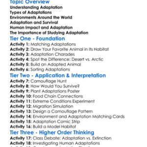 Adaptation To Environment Worksheet Activity Booklet