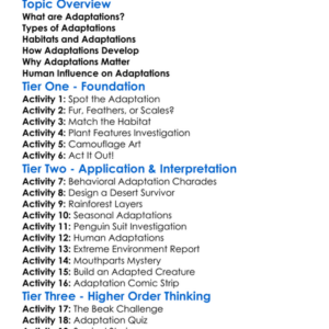 Adaptation To Environments Worksheet Activity Booklet