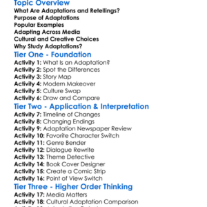 Adaptations And Retellings Worksheet Activity Booklet