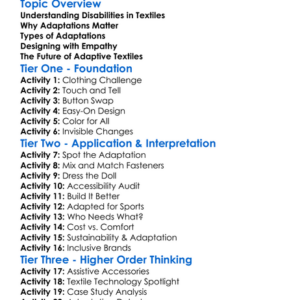 Adaptations For Disabilities In Textiles Worksheet Activity Booklet