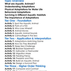 Adaptations In Aquatic Animals Worksheet Activity Booklet