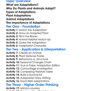 Adaptations In Plants And Animals Worksheet Activity Booklet