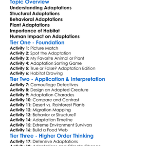 Adaptations Of Animals And Plants Worksheet Activity Booklet