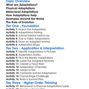 Adaptations Of Animals Worksheet Activity Booklet