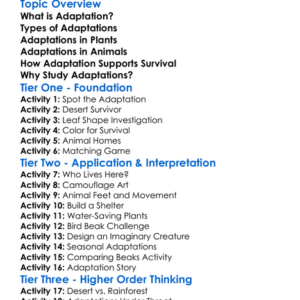 Adaptations Of Plants And Animals Worksheet Activity Booklet