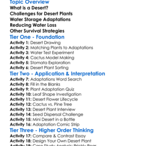 Adaptations Of Plants In Deserts Worksheet Activity Booklet
