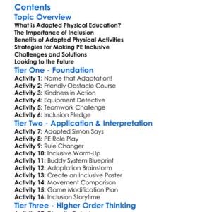 Adapted Physical Education And Inclusion Worksheet Activity Booklet