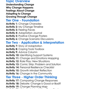 Adapting To Change Worksheet Activity Booklet