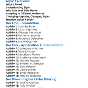 Adapting Tone And Style Worksheet Activity Booklet