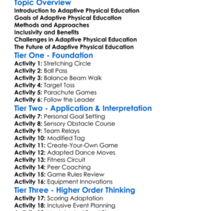 Adaptive Physical Education Worksheet Activity Booklet