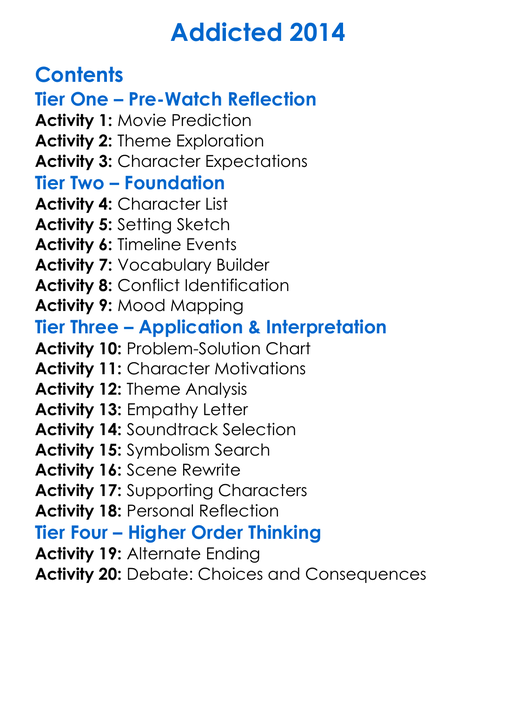 Addicted 2014 Worksheet Activity Booklet