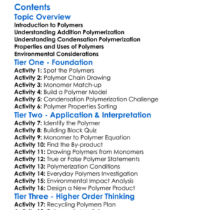 Addition And Condensation Polymerization Worksheet Activity Booklet