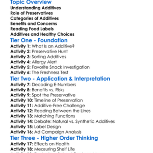 Additives And Preservatives Worksheet Activity Booklet