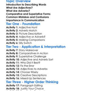 Adjective And Adverb Usage Worksheet Activity Booklet