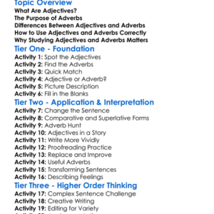 Adjectives And Adverbs Worksheet Activity Booklet