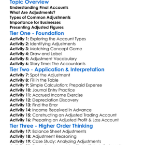 Adjustments In Final Accounts Worksheet Activity Booklet