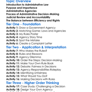 Administrative Law Worksheet Activity Booklet
