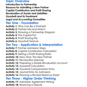 Admission Of A New Partner Worksheet Activity Booklet