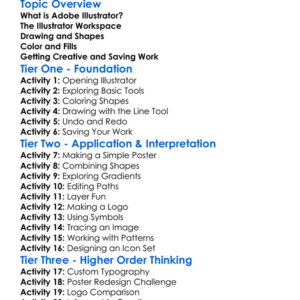 Adobe Illustrator Basics Worksheet Activity Booklet