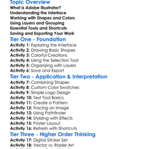 Adobe Illustrator Fundamentals Worksheet Activity Booklet