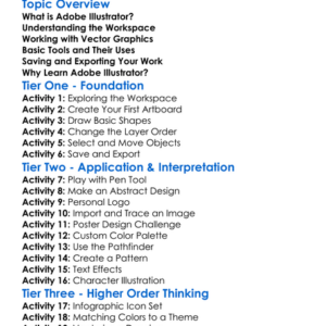 Adobe Illustrator Introduction Worksheet Activity Booklet