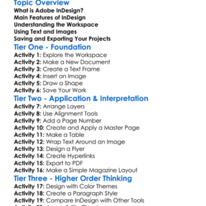 Adobe Indesign Basics Worksheet Activity Booklet