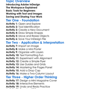 Adobe Indesign Essentials Worksheet Activity Booklet