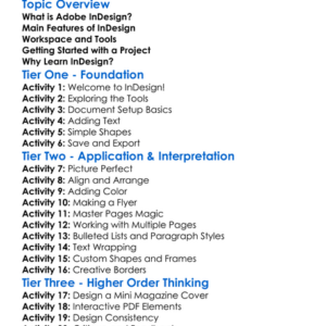 Adobe Indesign Introduction Worksheet Activity Booklet