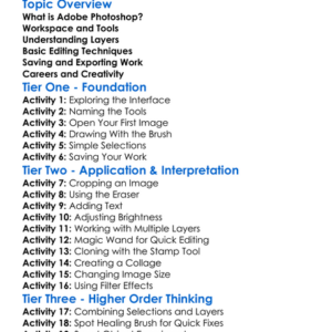 Adobe Photoshop Basics Worksheet Activity Booklet
